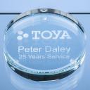 Image of Promotional 9cm x 18mm Clear Glass Round Paperweight