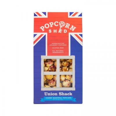 Image of Popcorn shed with logo and message sticker
