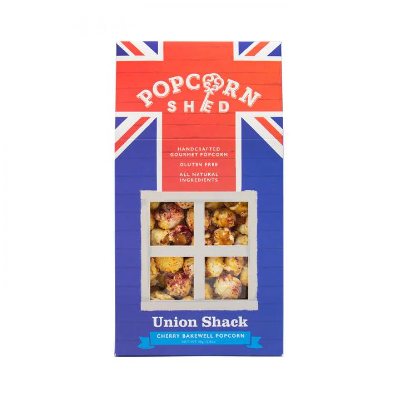 Image of Popcorn shed with logo and message sticker