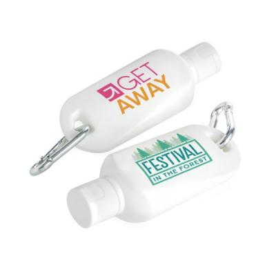 Image of Sun Lotion on a Carabiner Clip